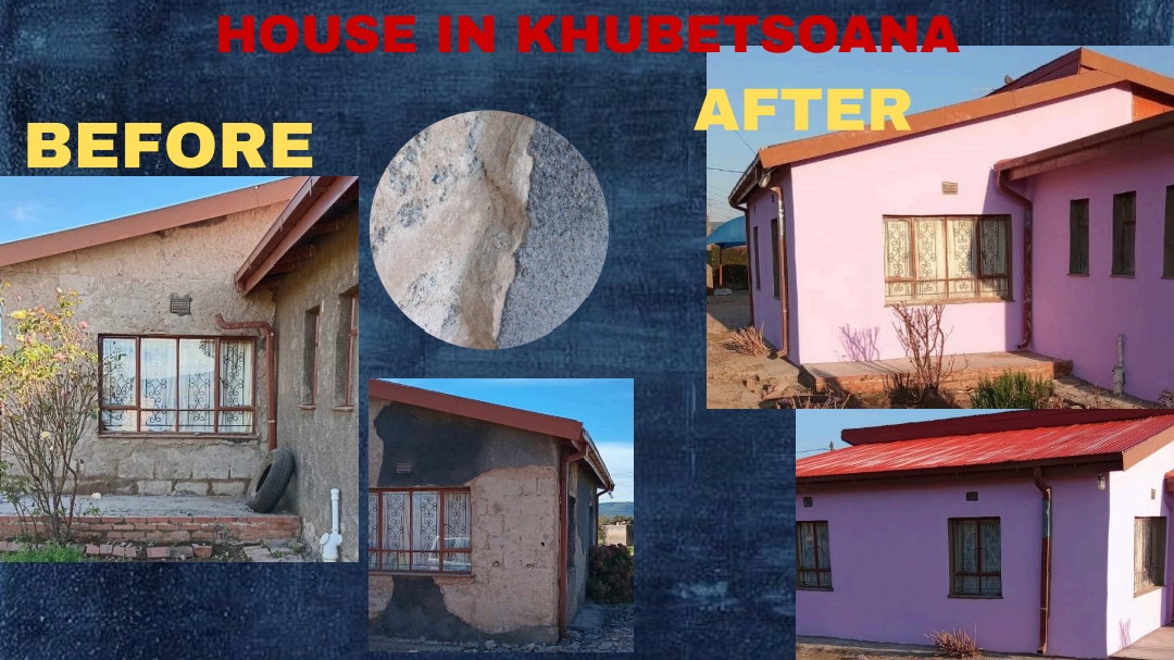 Before and after photos of the House in Khubetsoana painted with Dynamic Paint